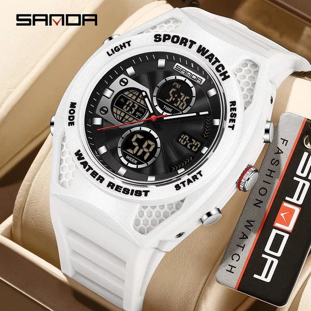 SANDA Digitaluhr Chronograph, Kunststoff, Schwarz, Herren - Bild 1