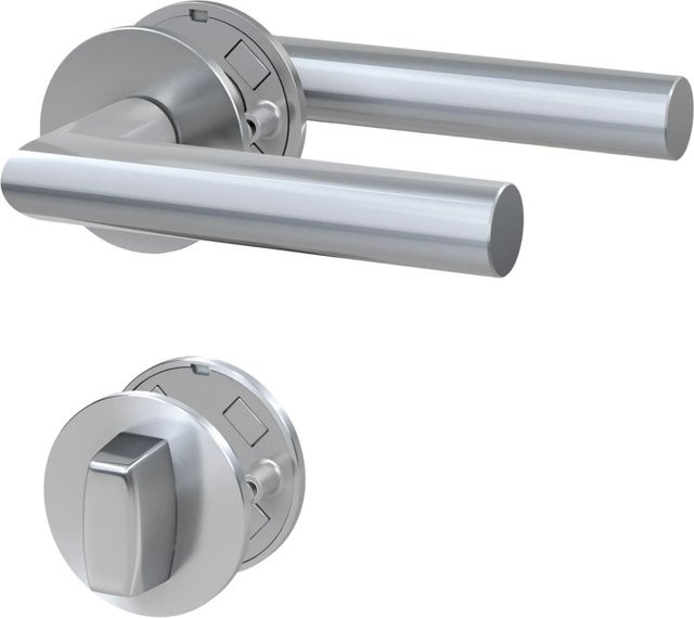 BASI Rosetten-Garnitur ZB 3220 mit WC-Schloss aus Edelstahl in Silber - Bild 1