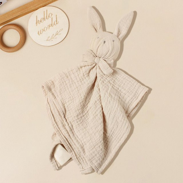 Kuscheltuch mit Baby-Kaninchen-Motiv und Schleifenverzierung in Apricot für Säuglinge - Bild 1
