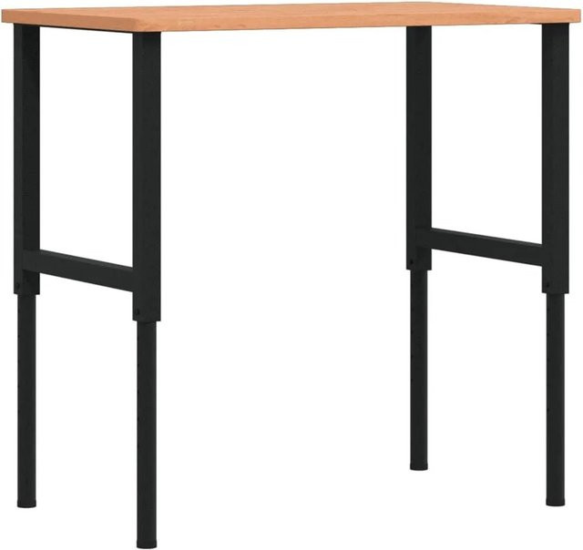 vidaXL Werkbank aus Massivholz Buche und pulverbeschichtetem Metall, Braun-schwarz, B/T/H: 100 x 60 x 71,5-98 cm - Bild 1