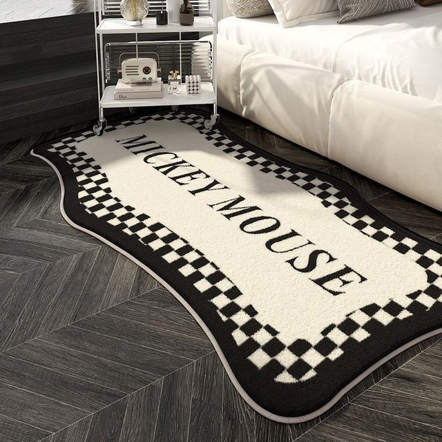 Yiran Furniture Plüschteppich Schwarz in Mosaic-Optik, waschbarer Bodenmatte für Schlafzimmer und Flur, B/T: 60 x 160 cm - Bild 1