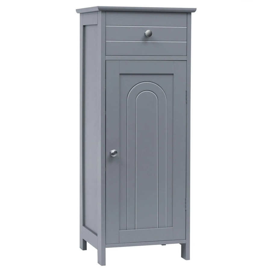 Costway Badezimmerschrank Schmal in Grau mit verstellbaren Regalen und Türen mit Schubladen, B/T/H: 30 x 30 x 87 cm - Bild 2