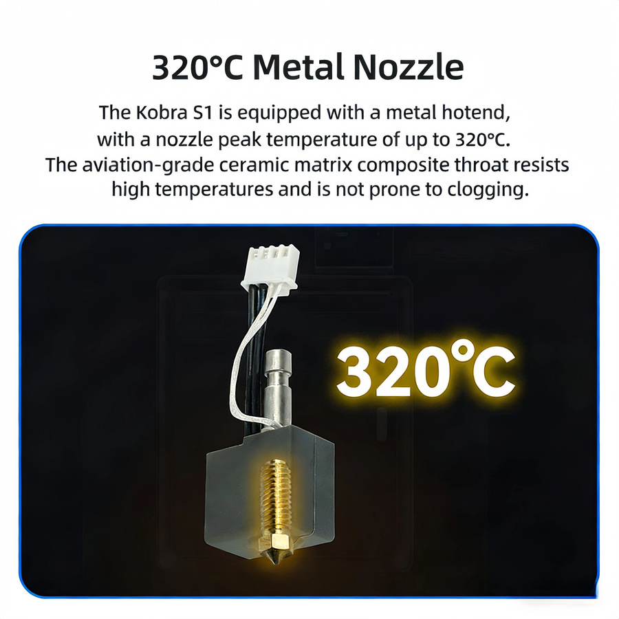 Anycubic Vollmetall-Hotend mit 0,4 mm Messingdüse und gehärteter Stahldüse für Kobra S1 Combo S1C S1 FDM-Drucker - Bild 2