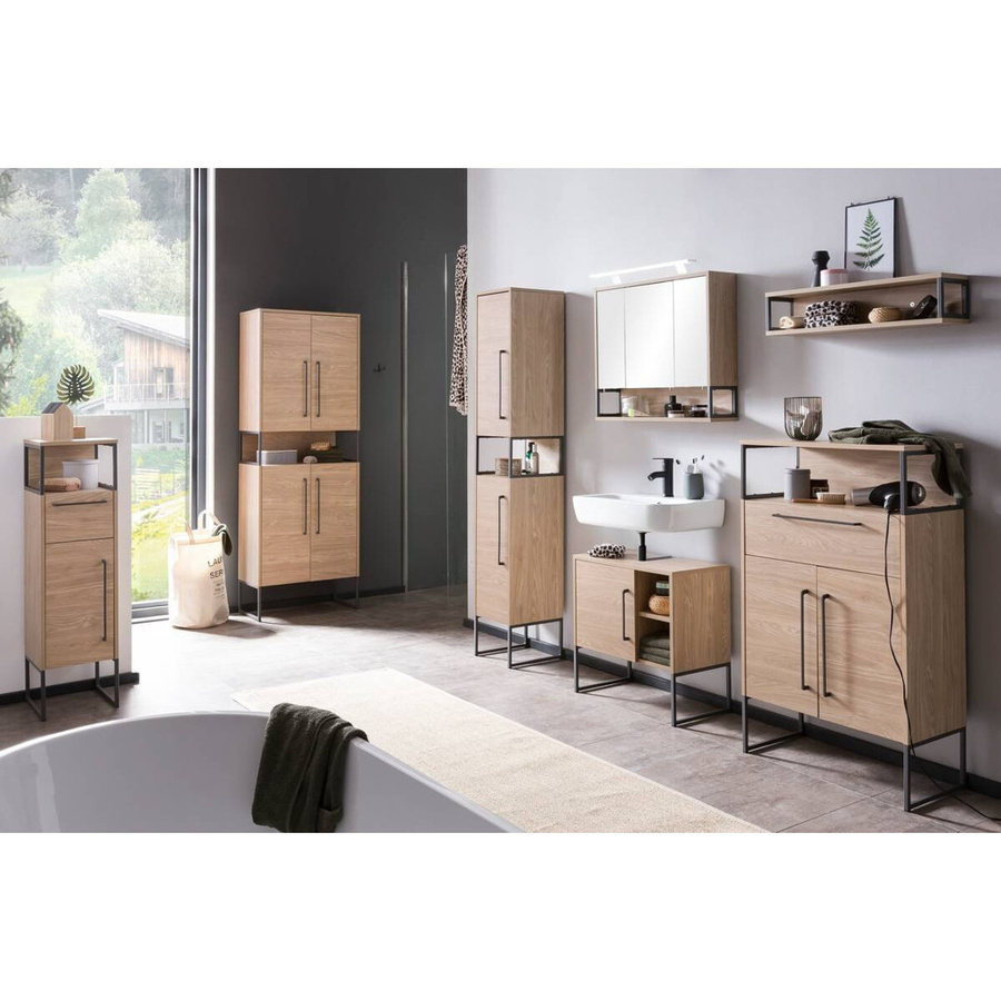 Schildmeyer Hochschrank Limone Eiche Landhaus in Braun mit Soft-Close-Türen, B/H/T: 65,2 x 183,4 x 33,1 cm - Bild 3
