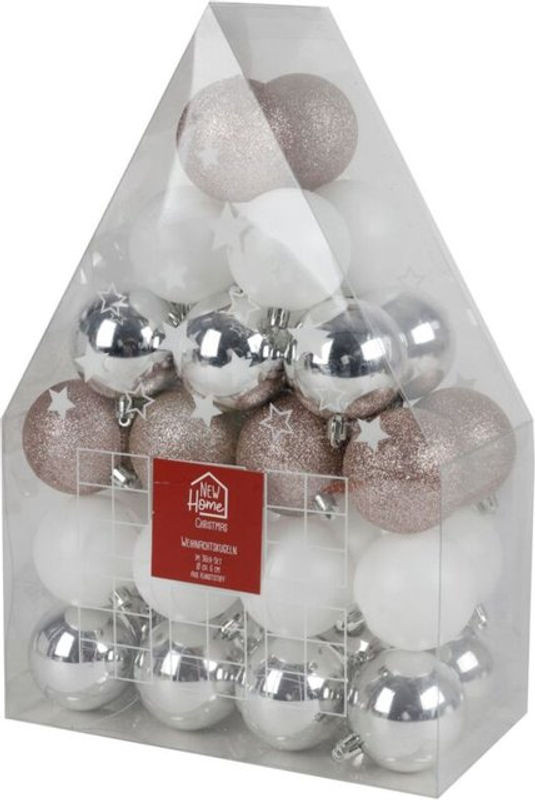 Buri Weihnachtsbaumkugeln 36er-Set aus Kunststoff in Mehrfarbig, Durchmesser: 6 cm - Bild 1