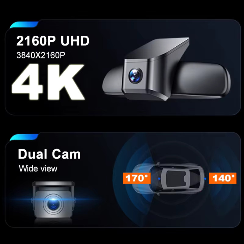 GRECOREAL 4K Dash Cam Dual Dashcam vorne und hinten mit WiFi, 2160P UHD, Schwarz, kompatibel mit Mercedes Benz V-Klasse W447 - Bild 3