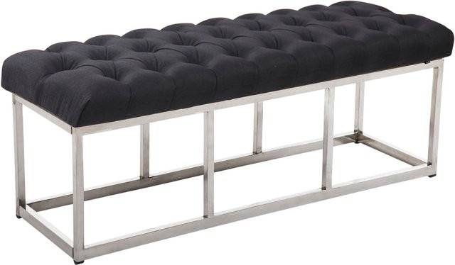 TPFLiving Sitzbank Amor in Schwarz mit Stoffbezug und matt gebürstetem Edelstahlgestell, Breite: 120 cm - Bild 1