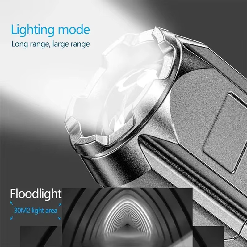 BALDR LED Camping Taschenlampe mit USB-Ladefunktion, wasserdichte High Power Taschenlampe mit Zoom und integrierter Batterie, Schwarz - Bild 2