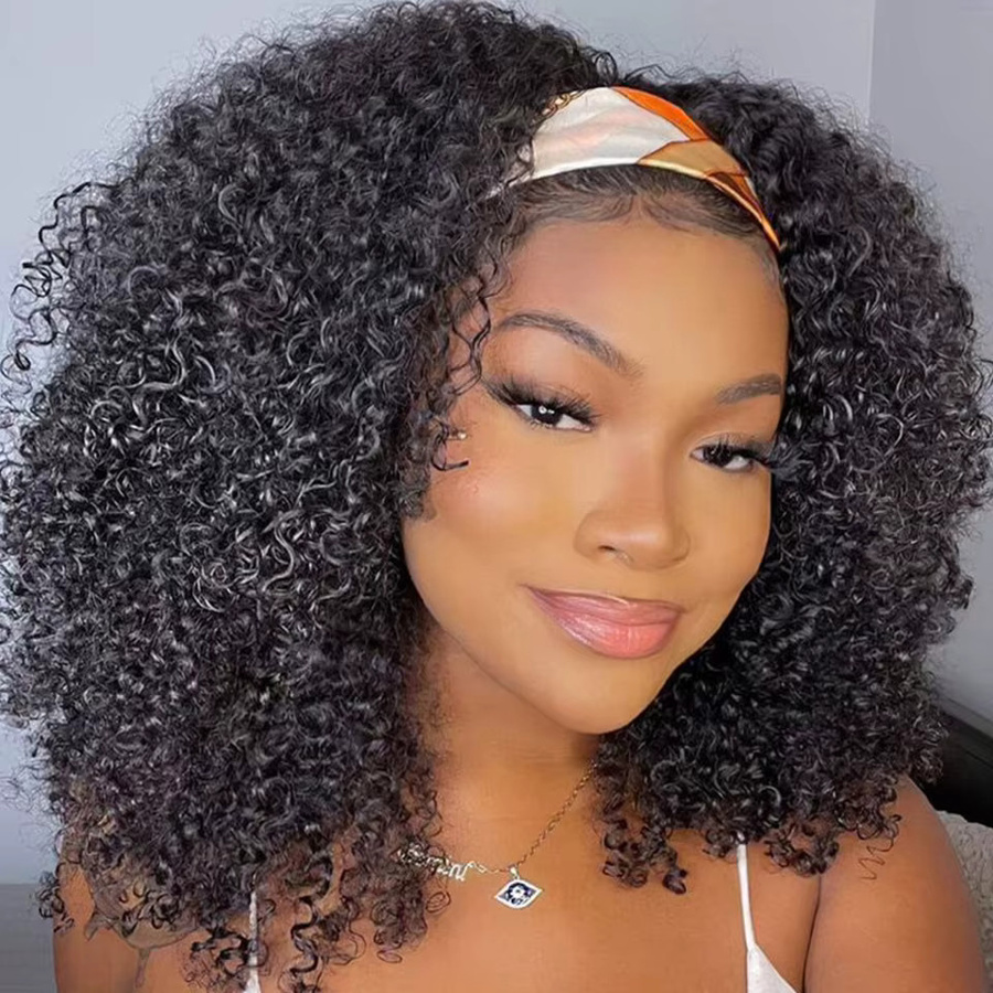 Sleek Lockige Echthaar-Stirnband-Perücke, Jerry-Curl, Damen - Bild 2