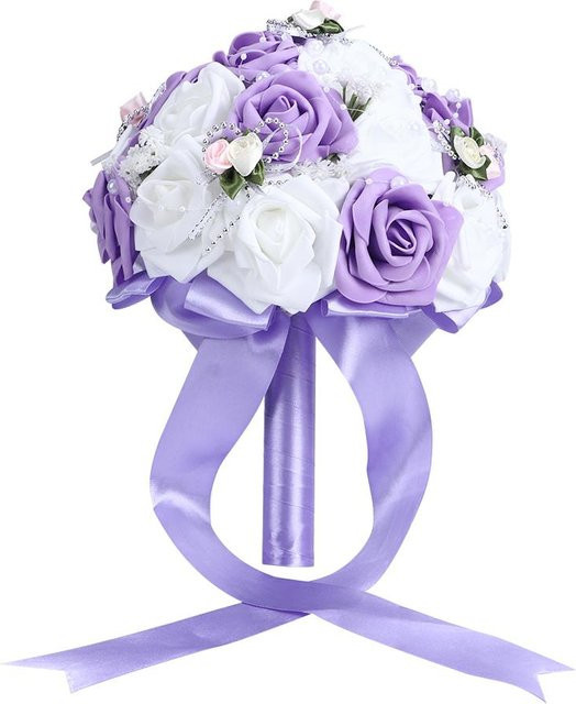 Künstlicher Hochzeitsstrauß TOMTOP JMS in Lila Violett als florale Dekoration - Bild 1