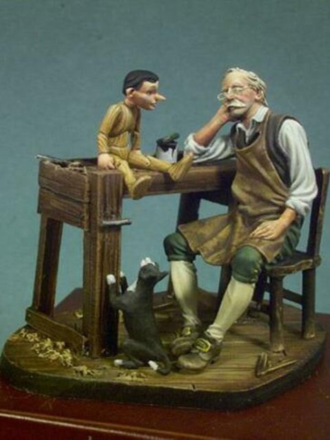 KIMERA Alter Mann, der sitzt, Harzfigur, Modellbausatz, 1/32, 54 mm - Bild 1