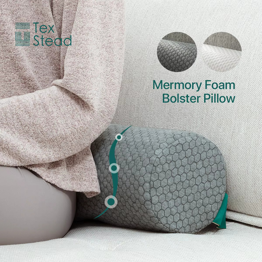 Ergonomische Lendenwirbelstütze aus Memory-Schaum von TEXSTEAD in Weiß und Grau zur Unterstützung der Körperhaltung und Linderung von Rückenschmerzen - Bild 3