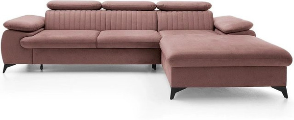 Vente-unique Schlafsofa Samara in Rosa mit Samtbezug und L-Form, Breite: 280 cm