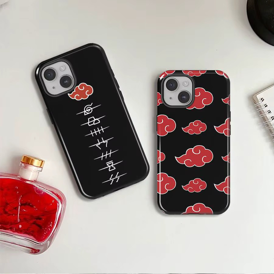 Schutzhülle mit Naruto Akatsuki Wolken Design für Apple iPhone in Schwarz - Bild 4