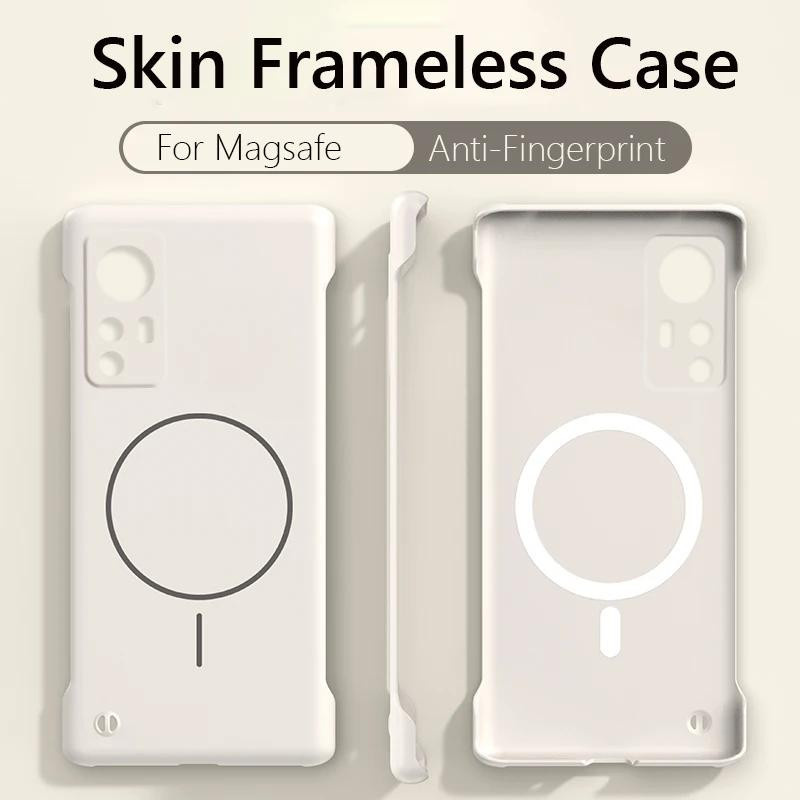 Rahmenlose magnetische kabellose Lade-Handyhülle für Xiaomi 12 Pro 5G in Schwarz, Beige, Pink oder Weiß - Bild 1