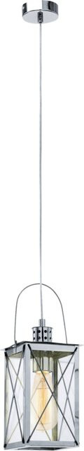 Eglo Pendelleuchte Donmington in Silber aus Glas und Metall mit E27 Fassung, B/T/H: 15 x 15 x 110 cm - Bild 1