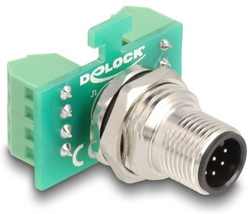Delock Serieller Adapter mit 1x M12-Stecker und 1x M12-Buchse in Grün - Bild 1