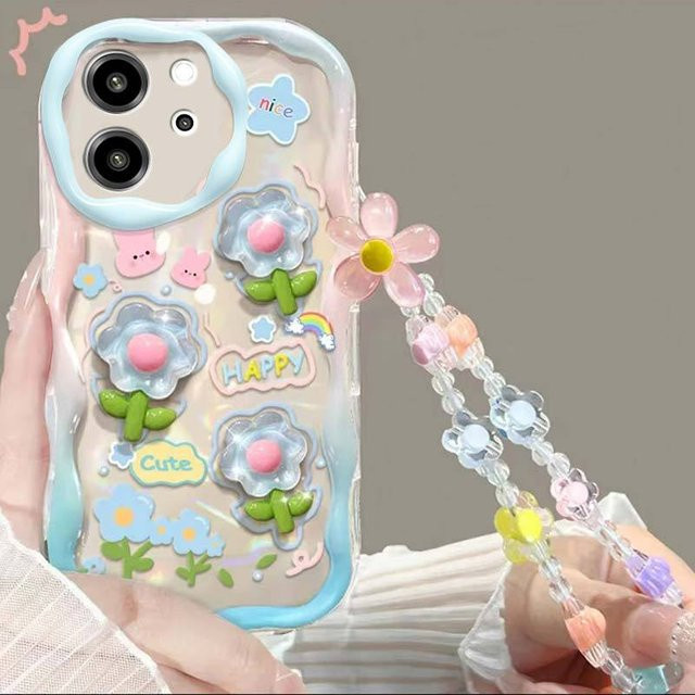 3D Blume Tier Handyhülle mit Kette für Samsung Galaxy S25 S24 S23 S22 S21 Plus Ultra FE A54 A15 5G in Multicolour - Bild 1