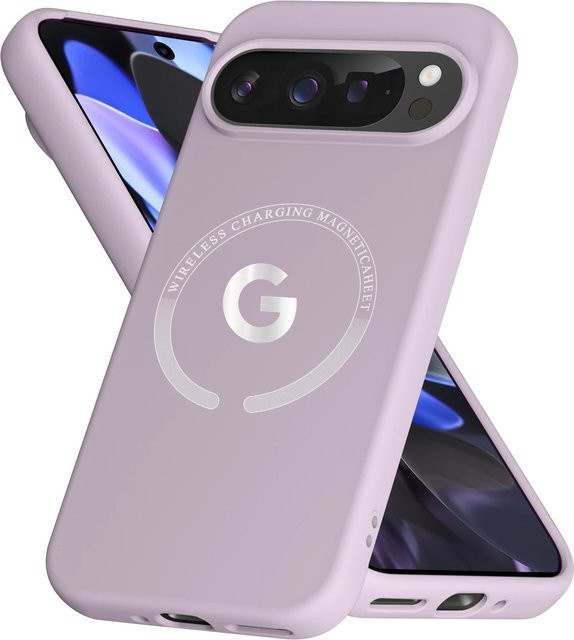 Stoßfeste Flüssigsilikon Wireless-Ladehülle für Google Pixel 10, 9 Pro XL, 8, 7, 6 A/Pro in Silky Touch, Farben: Schwarz und Lila - Bild 1