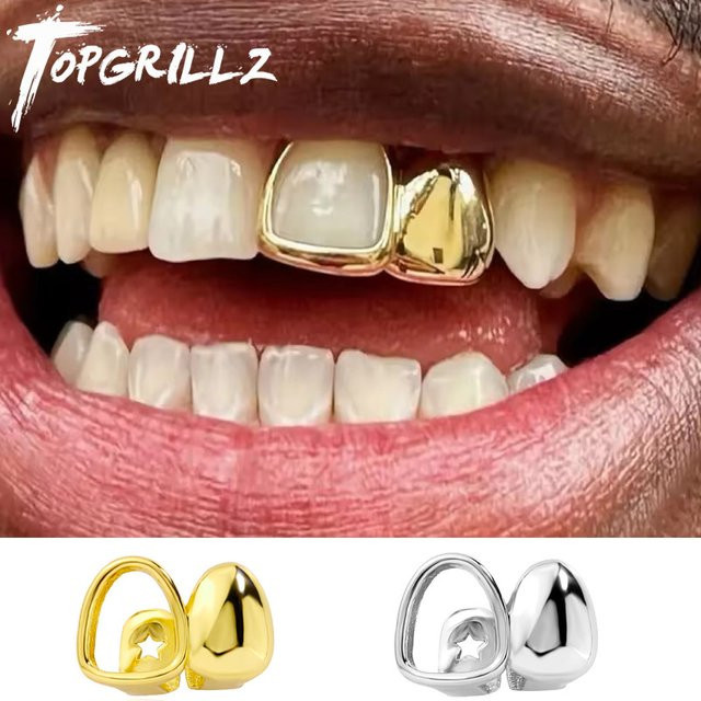 TOPGRILLZ Zahnkappen Geometrisch, Gold, Unisex, Punk - Bild 1
