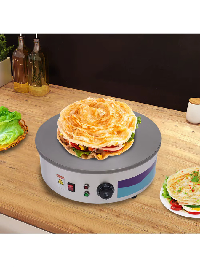 Bymaocar Multifunktionale Crêpes-Maschine mit Temperaturregelung und Zubehör in Silber - Bild 3
