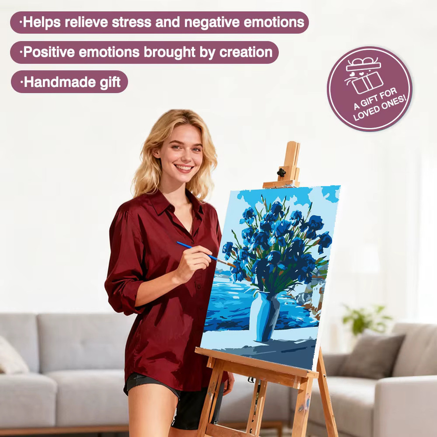 Huacan Malen nach Zahlen, Vase, DIY-Ölgemälde, Blumen auf Leinwand - Bild 2