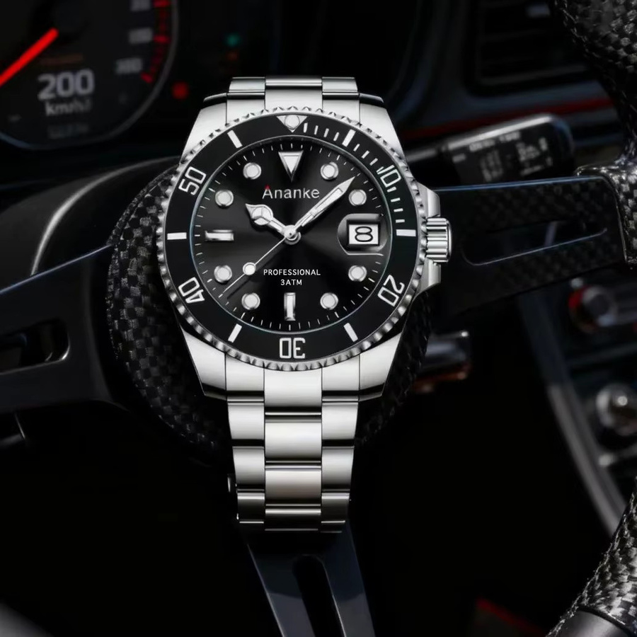 Chronos Armbanduhr Quarz, Edelstahl, Schwarz, Herren - Bild 2