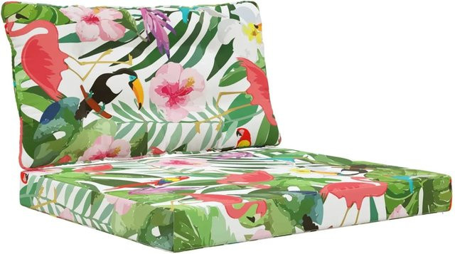 vidaXL Sofakissen für Draußen 2-teilig bunt aus Polyester mit Schaumstofffüllung und UV-Beständigkeit - Bild 1