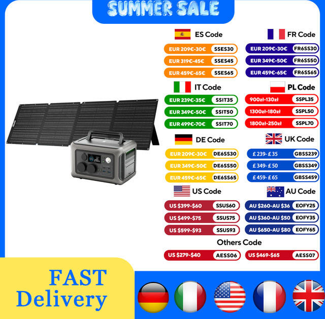 ALLPOWERS R600 Tragbares Kraftwerk mit Solarpanel Option, Reine Sinuswelle, 299 Wh, Graue Outdoor-Solargenerator für Camping - Bild 1