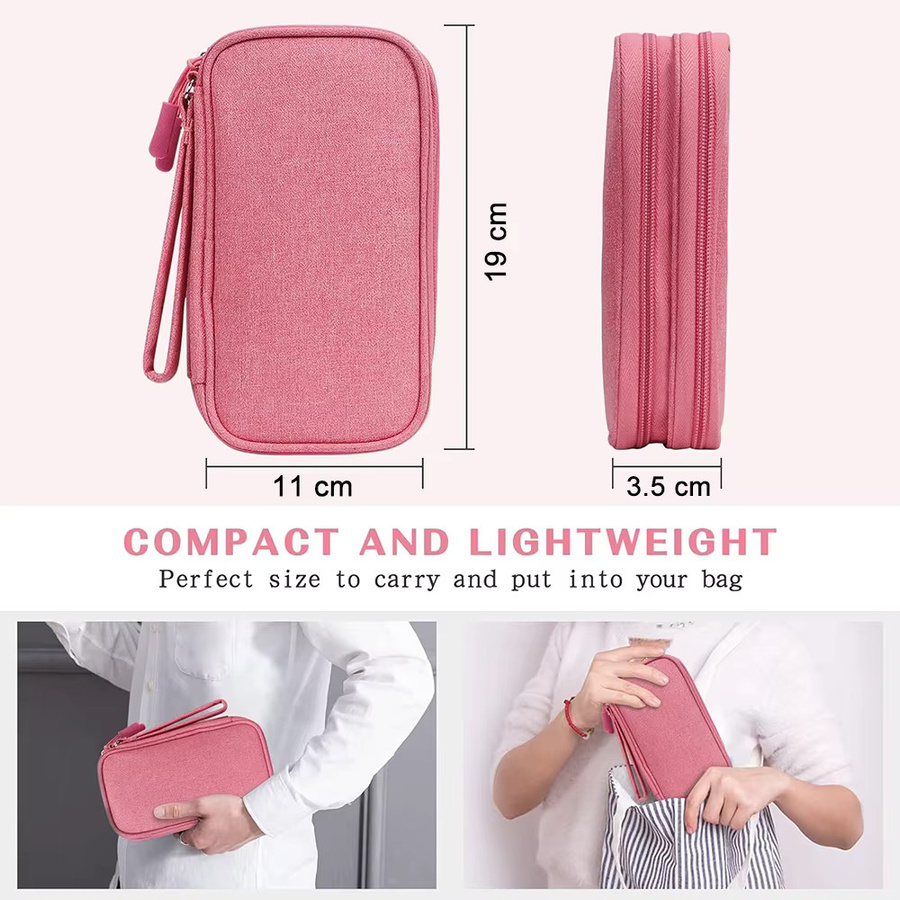 Multifunktionale USB-Kabel-Aufbewahrungstasche von KOJESHUN für Reise und elektronisches Zubehör in Schwarz oder Pink - Bild 2