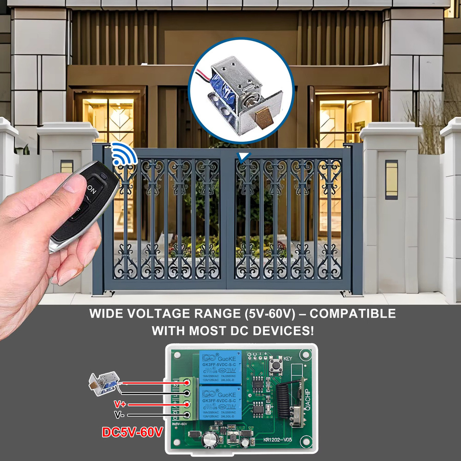 QIACHIP RF Motor Fernbedienung Schalter 433 MHz DC Relais Modul mit Vorwärts Rückwärts und Stop Funktionen für DIY-Projekte - Bild 3