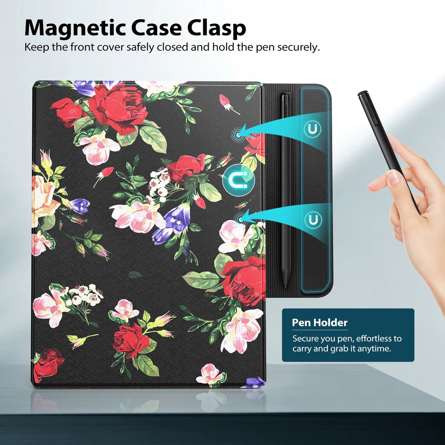 Moko Schutzhülle für Remarkable 2 mit 2-Tablett-Design, ultra dünne Magnet-Hülle mit integriertem Stifthalter, leichte Buch-Folio-Hülle in Braun - Bild 3