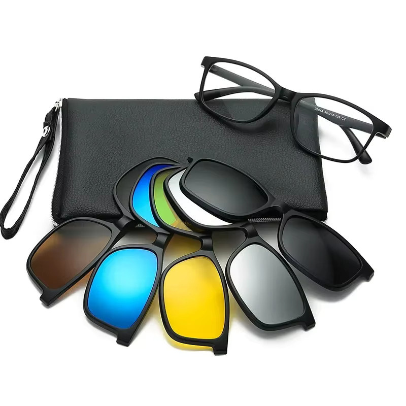 SHINU Sonnenbrille zum Anklipsen, Vollrand, rechteckig, Kunststoff, multicolour - Bild 4