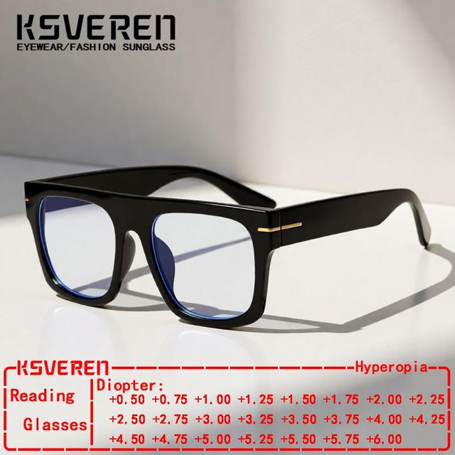 KSVEREN Lesebrille, quadratisch, Vollrand, transparent, Unisex, Anti-Blaulicht - Bild 1