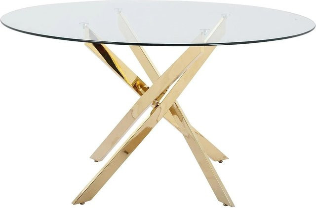 Esstisch Cosima von COSIMA aus Sicherheitsglas und Metall, rund, Transparent/Gold, Durchmesser: 140 cm - Bild 1