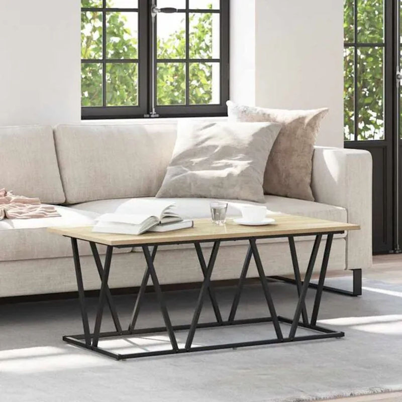 Vidaxl Couchtisch Sonoma Eiche Natur in Industrial Design aus Holzwerkstoff und Metall, B/T/H: 100 x 50 x 40 cm - Bild 1