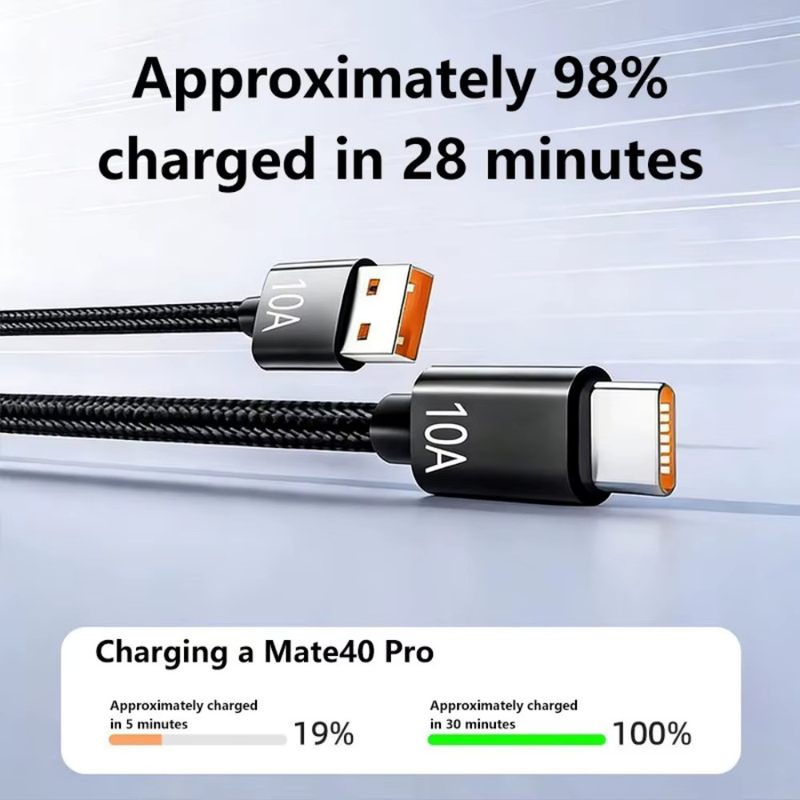 USB-C Schnellladekabel 120W 10A mit Datenübertragung in Schwarz - Bild 5