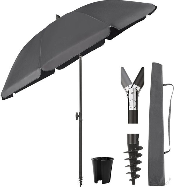 Sekey Sonnenschirm Dunkelgrau mit UV50+ Schutz und Tragetasche, Durchmesser: 160 cm - Bild 1
