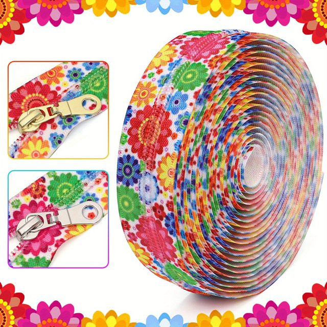 Changsons Nylon-Kettenreißverschluss Set mit 4,5 m Reißverschluss und 10 Reißverschlussköpfen, Farbe Silber oder Hellgold - Bild 1