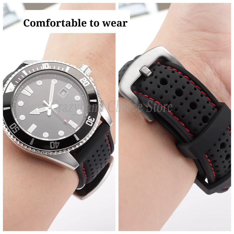 crazyband Uhrenarmband Silikonkautschuk, Schwarz, Herren - Bild 2