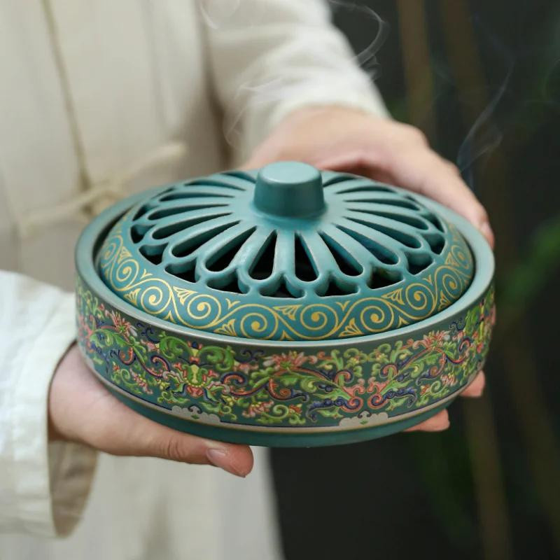 Keramik-Aroma-Diffusor von Yiran Furniture im Retro-Design, buntes Räuchergefäß für den Tisch mit Mückenschutz - Bild 2