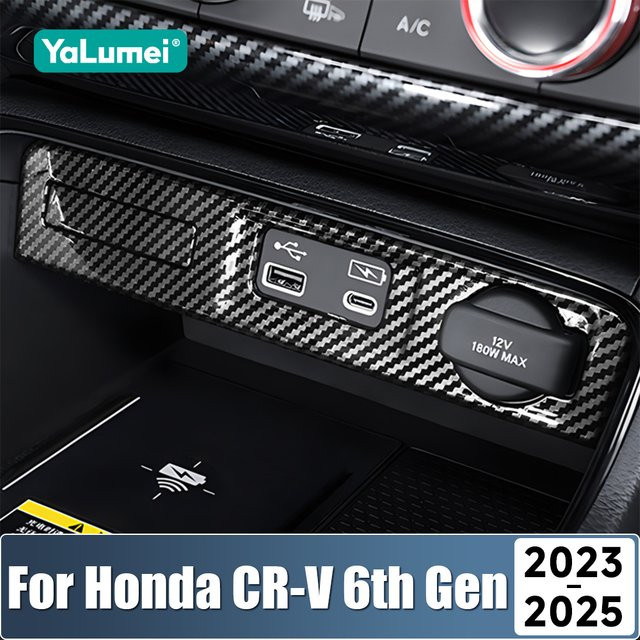 YaLumei USB-C Port Zierleisten Abdeckung für Honda CR-V 6. Generation 2023 2024 2025 Hybrid in Schwarz - Bild 1
