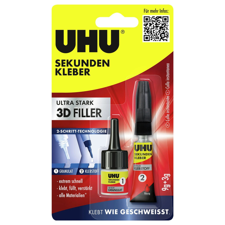 UHU 3D Filler Sekundenkleber Set, transparent, 12g - Bild 2
