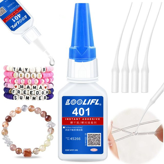 Transparenter elastischer Knotenfixierkleber für handgefertigten Schmuck wie Armbandseile, Tonperlen und Strass - Bild 1