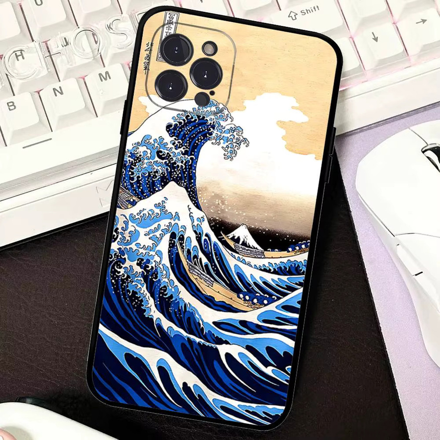 Kanagawa Great Wave Anime Silikon Handyhülle für iPhone 11 bis iPhone 17 Pro Max Plus Multicolor - Bild 2