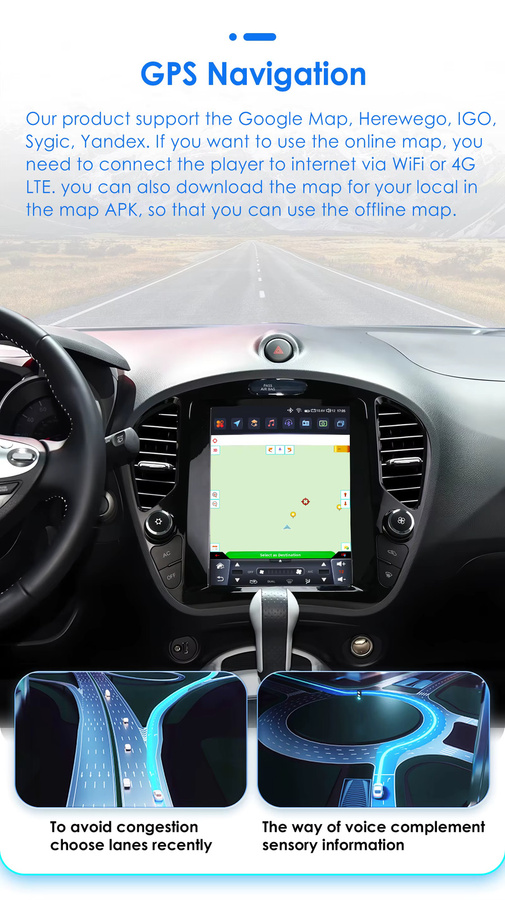 Hizpo Multimedia Autoradio mit CarPlay, Android Auto, GPS, WiFi und 4G für Nissan Juke 2011-2018 und Infiniti ESQ 2014-2019 in Schwarz - Bild 4