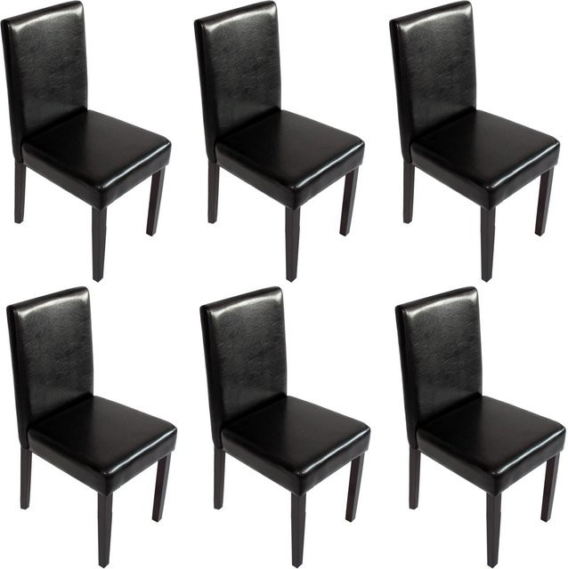 CHEFGASTRO Esszimmerstuhl 6er-Set in Schwarz aus Kunstleder mit Buchebeinen, B/T/H: 90 x 43 x 56 cm, Sitzhöhe: 45 cm - Bild 1