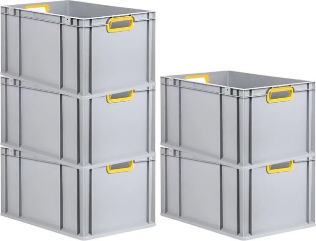 PROREGAL Spar Set 5x Eurobox Nextgen Color Eurobehälter mit verstärktem Boden und Griffen, Gelb, H x B x T: 32 x 40 x 60 cm, 65 Liter - Bild 1