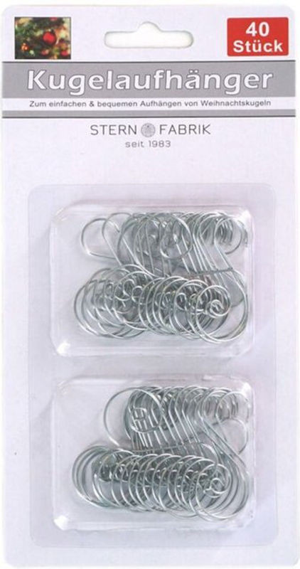 Buri Weihnachtskugelaufhänger 40er-Set aus Metall in Silber und Grau für deine Weihnachtsdeko - Bild 1