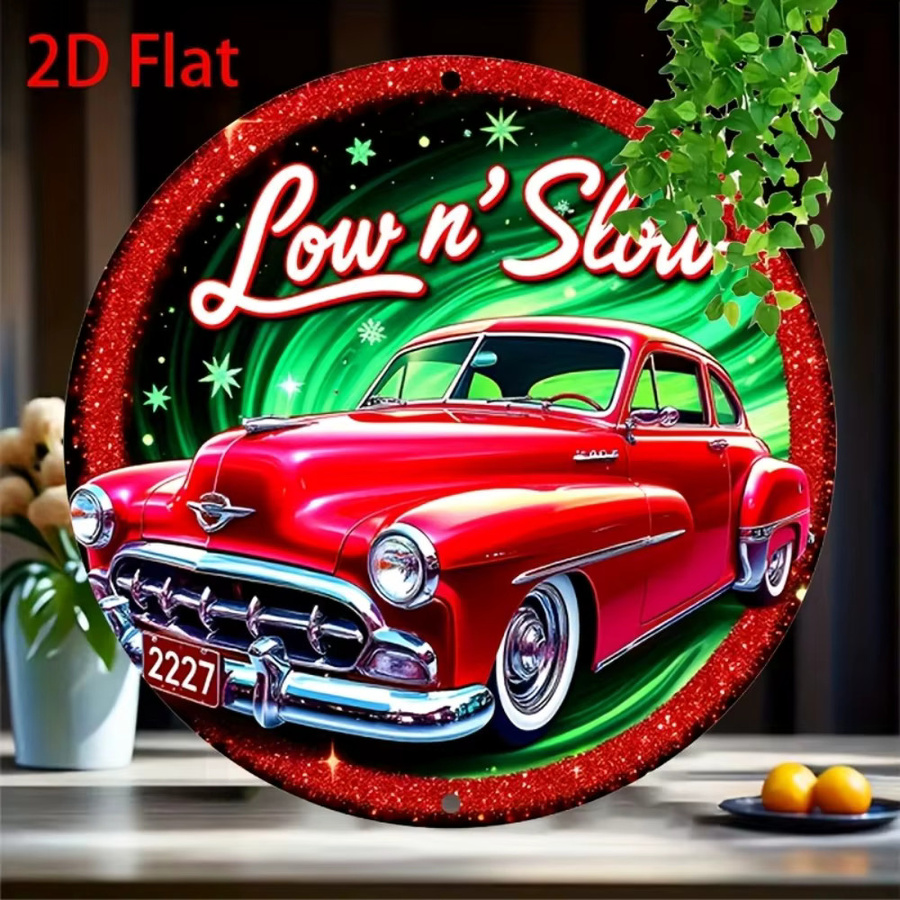 Potdemiel Vintage Lowrider Auto Metallschild mit Retro-Wandkunst für Garage und Café, Breite: 20 cm, Höhe: 20 cm, Tiefe: 1 cm - Bild 4